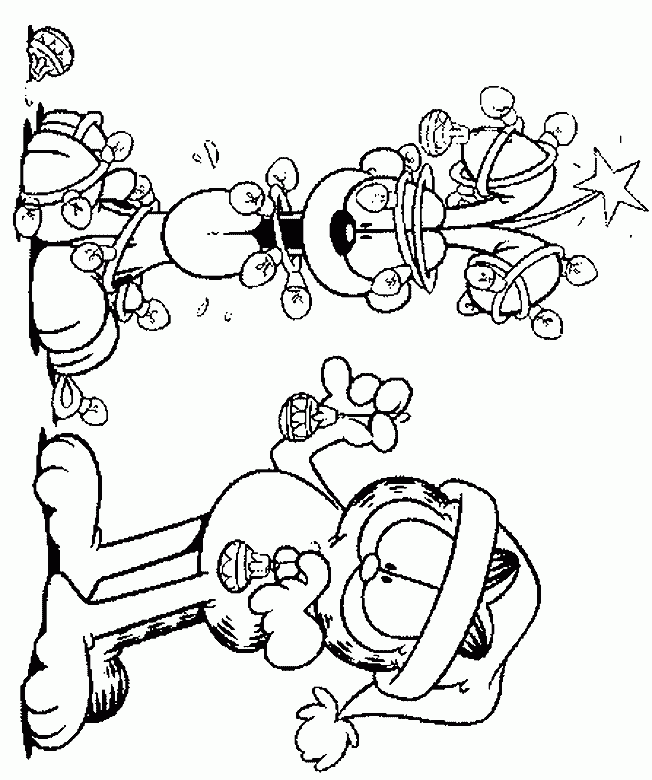 Świąteczny Garfield - Kolorowanka do Druku kolorowanka do druku